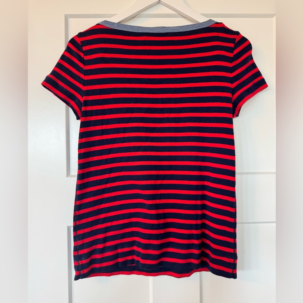 Lauren Ralph Lauren Red and Navy Striped Tee - Picture 2 of 5